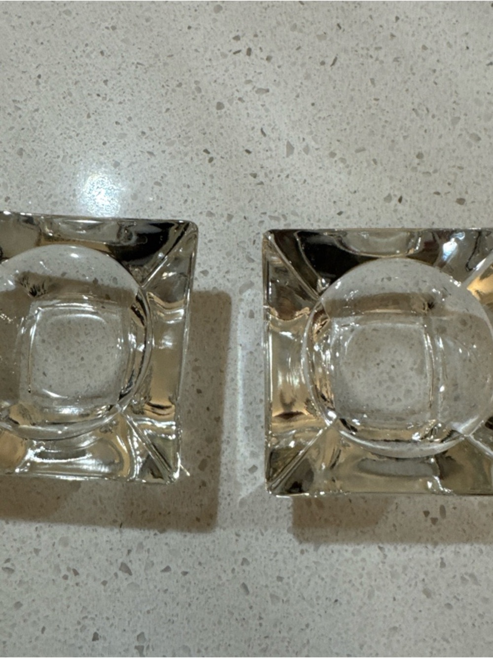 Vintage Crystal Glass Salt Cellars Set of 2